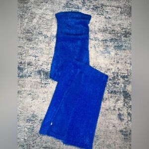 White fox fuzzy blue dress